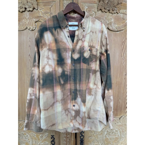 Upcycled Flannel Shirt M Firecracker Graphic Folk Art One of One - Picture 6 of 9